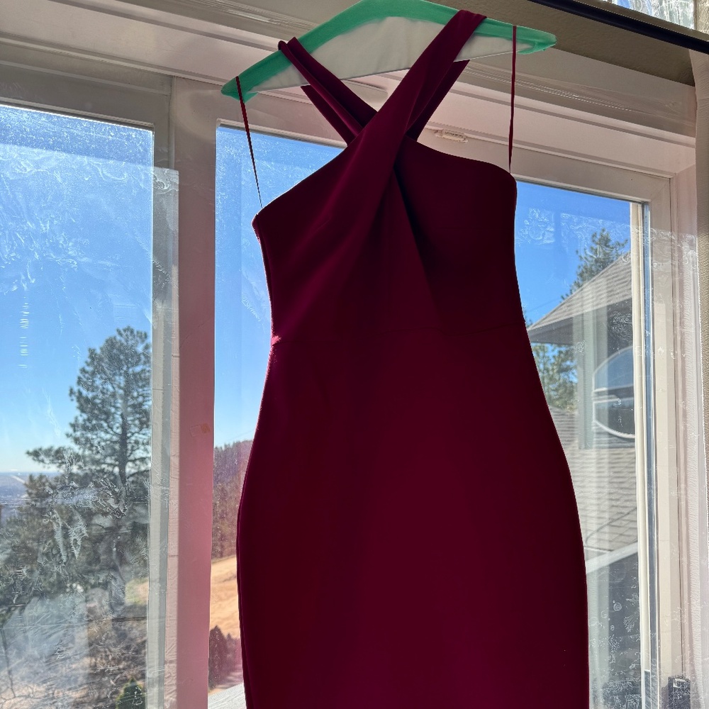 Maroon halter-neck dress